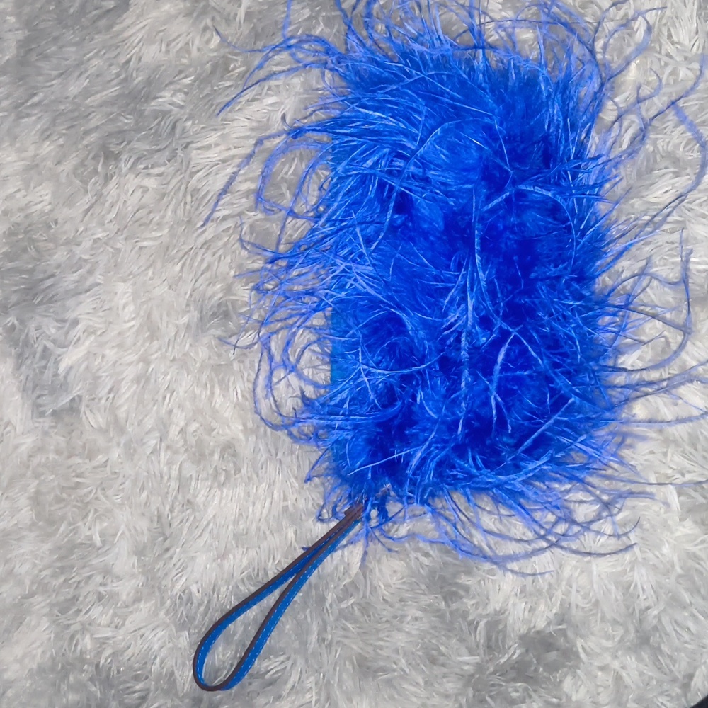 Blue Feathered Clutch